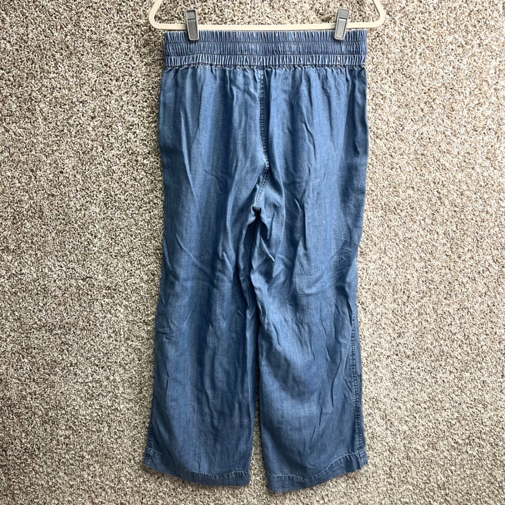 Quince Pants Women's Medium Indigo Pull-On Tencel Lyocell Chambray Wide Leg - Picture 4 of 7